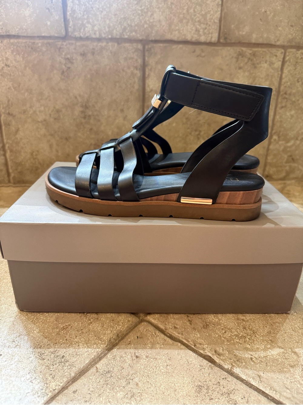 Franco Sarto Women’s Black Strappy Ankle Sandals